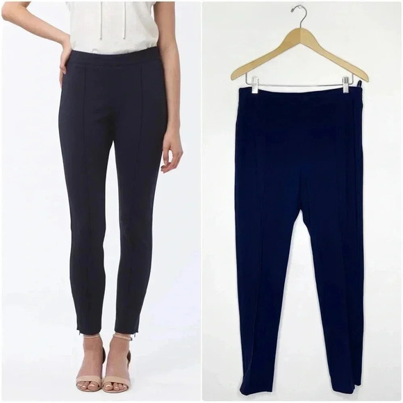 Abby Glass Navy GREGG SKINNY ANKLE PANT NAVY PONTE Zipper Ankle Size 10 - Picture 1 of 9